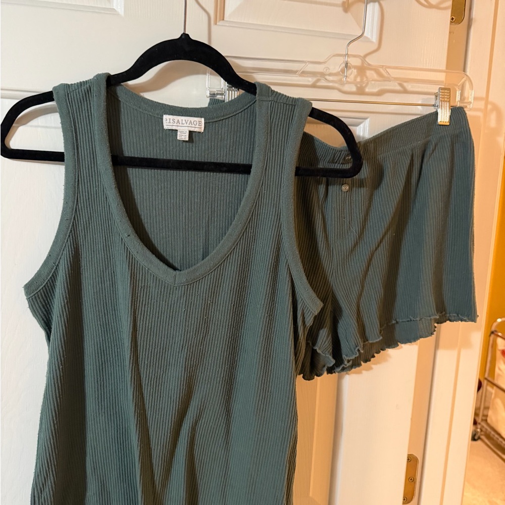 P.J. Salvage Women's Olive Ribbed Tank Top